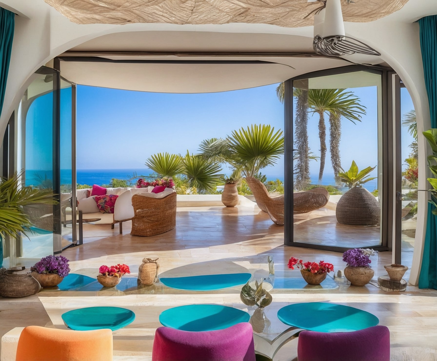 Vista de una villa de lujo en la Riviera